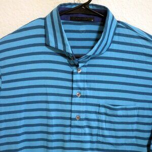 Greyson Shirt Mens Medium Short Sleeve Golf Polo Blue Stripes Lightweight
